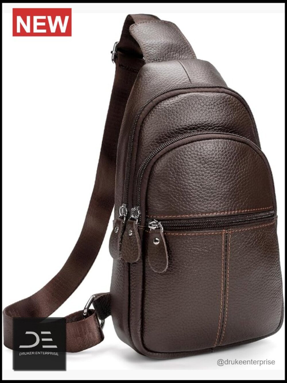 Genuine Leather Sling Crossbody Bag, Casual Daypack Backpack, Travel Shoulder